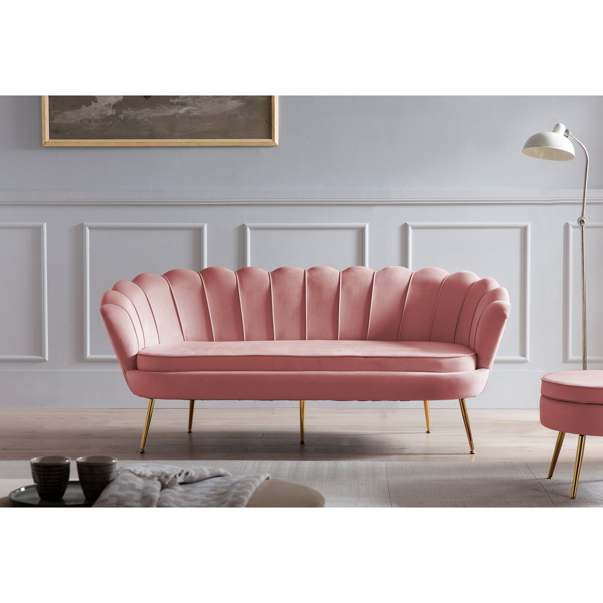 Shell bank 3 zits in roze fluweel