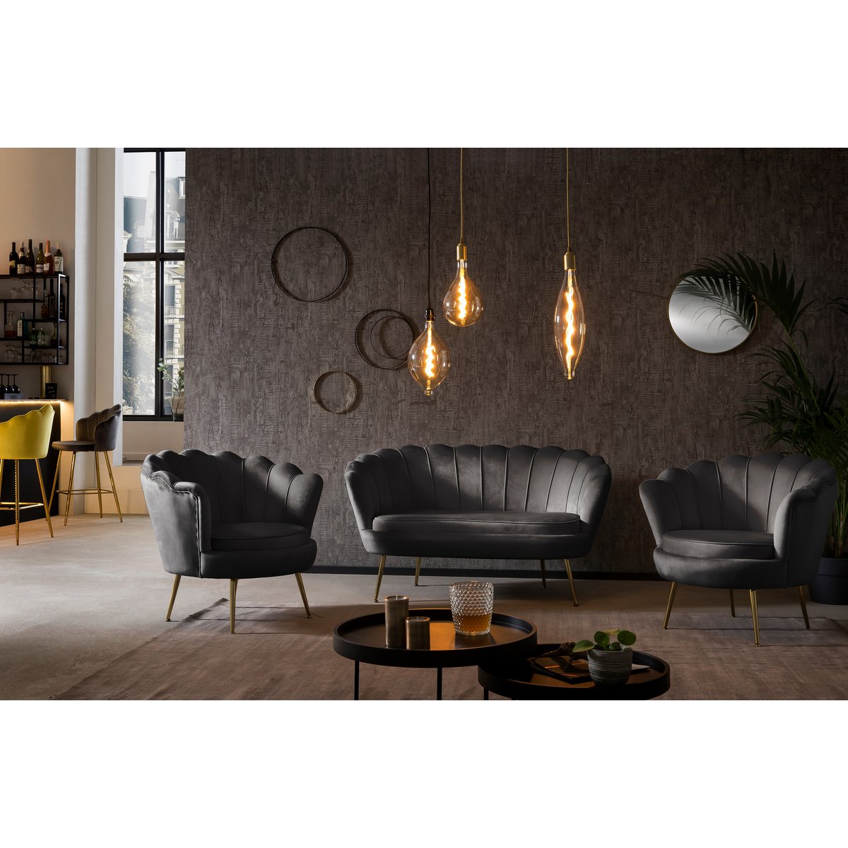Fluwelen schelpenbank zwart