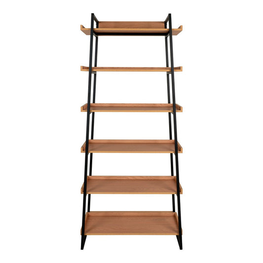 Sakai Book Case - Boekenkast, essenfineer, zwart stalen frame, 6 planken, 80x35x185 cm