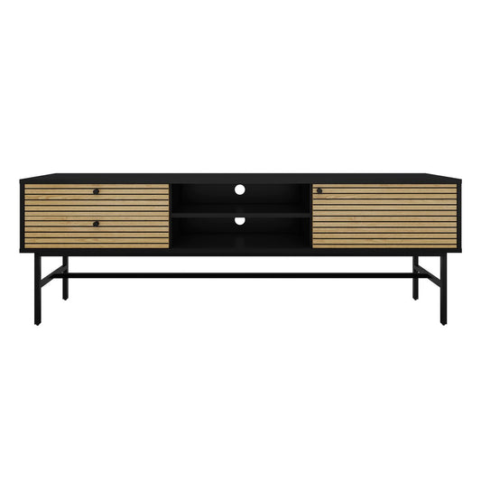 Lowboard zwart/eiken echt houtfineer
